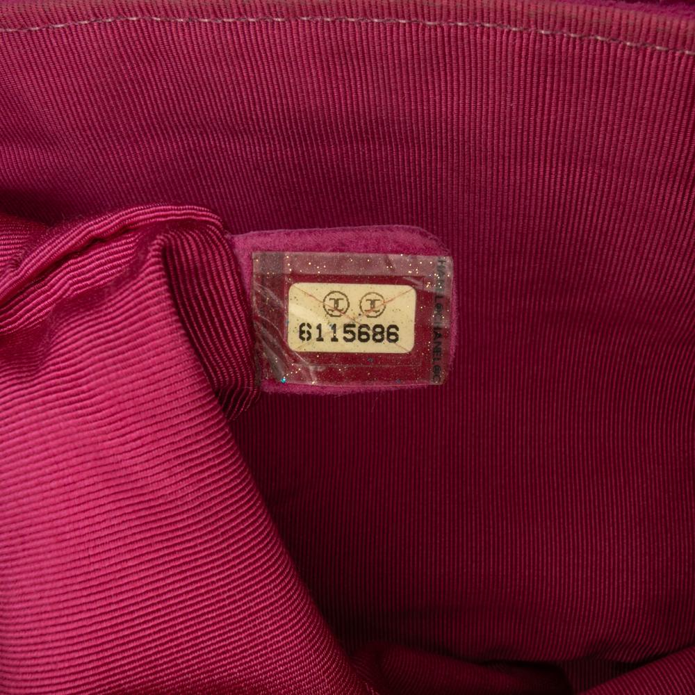 Chanel B Chanel Pink Dark Pink Suede Leather CC Choco Bar Beaded Chain Flap France