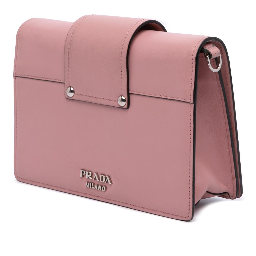Prada B Prada Pink Calf Leather City Plex Ribbon Crossbody Italy