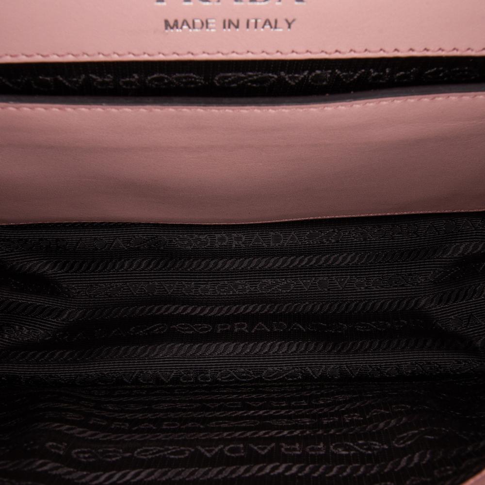 Prada B Prada Pink Calf Leather City Plex Ribbon Crossbody Italy