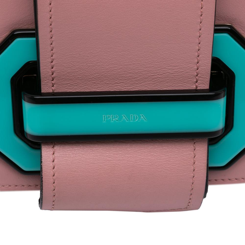 Prada B Prada Pink Calf Leather City Plex Ribbon Crossbody Italy