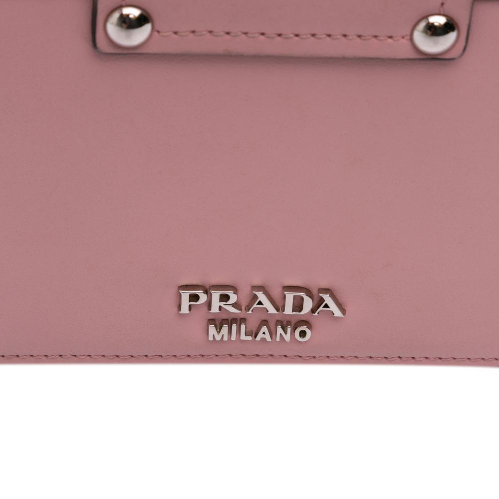 Prada B Prada Pink Calf Leather City Plex Ribbon Crossbody Italy