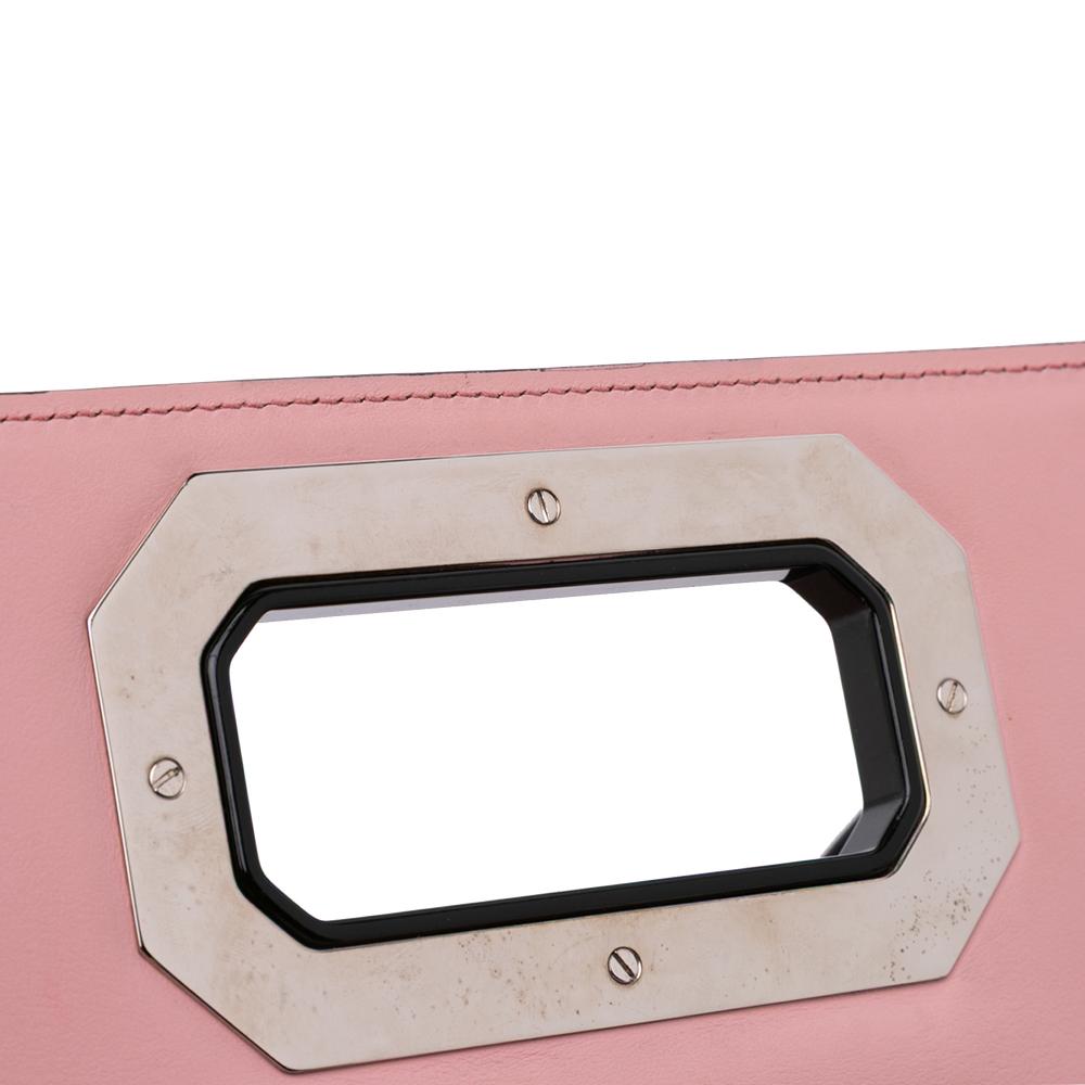 Prada B Prada Pink Calf Leather City Plex Ribbon Crossbody Italy