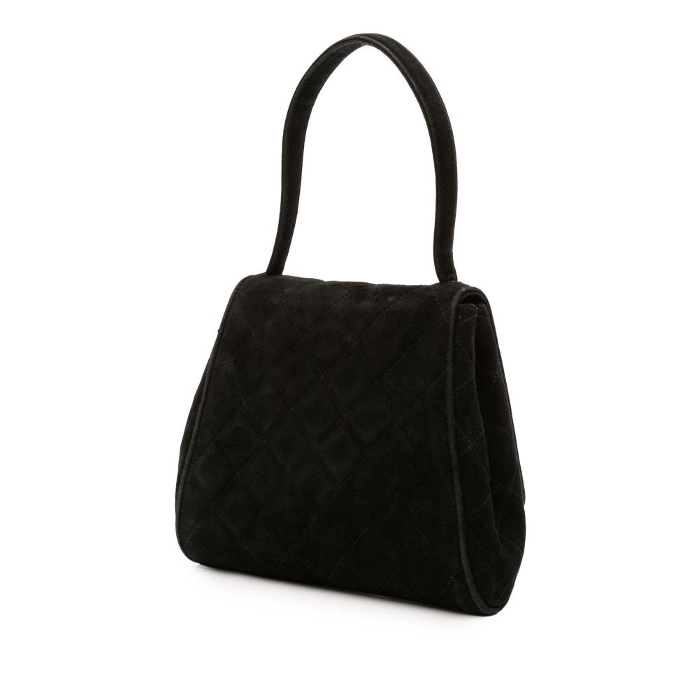 Chanel B Chanel Black Velvet Fabric CC Quilted Flap Italy