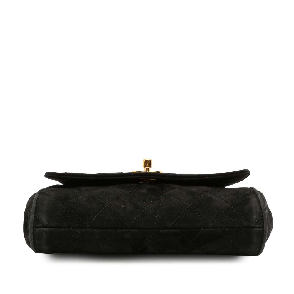 Chanel B Chanel Black Velvet Fabric CC Quilted Flap Italy