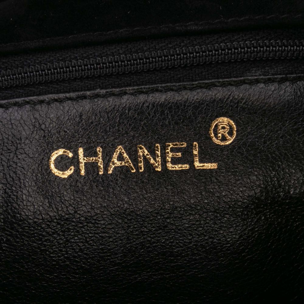 Chanel B Chanel Black Velvet Fabric CC Quilted Flap Italy