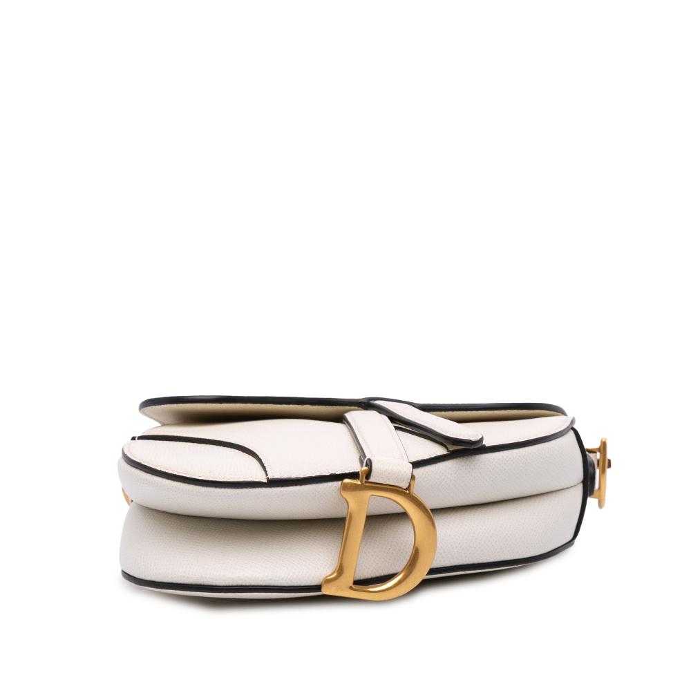 Christian Dior B Dior White Calf Leather Mini Grained skin Saddle Bag Italy