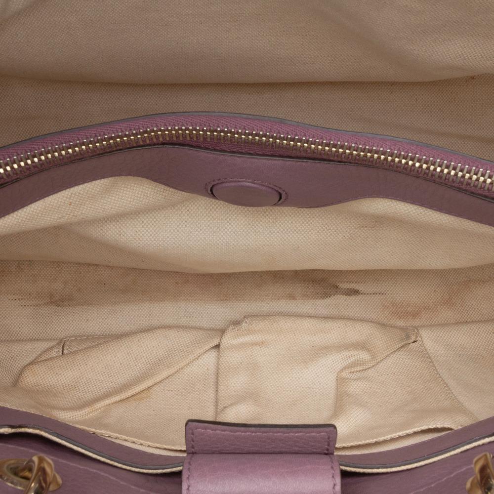 Gucci B Gucci Purple Calf Leather Medium skin Bamboo Shopper Satchel Italy