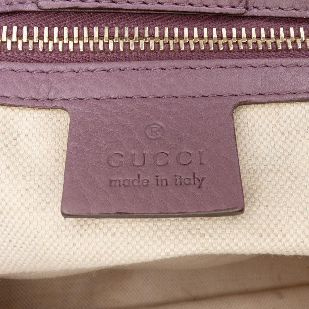 Gucci B Gucci Purple Calf Leather Medium skin Bamboo Shopper Satchel Italy