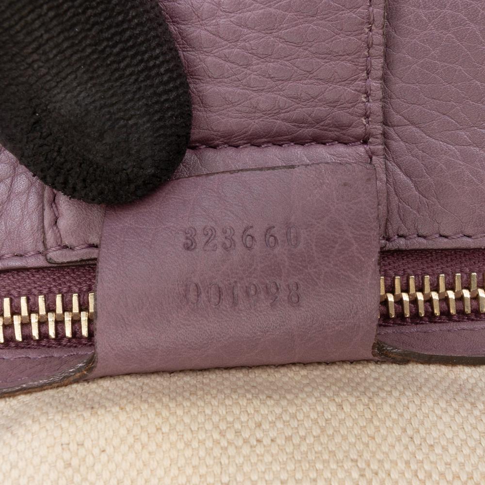 Gucci B Gucci Purple Calf Leather Medium skin Bamboo Shopper Satchel Italy
