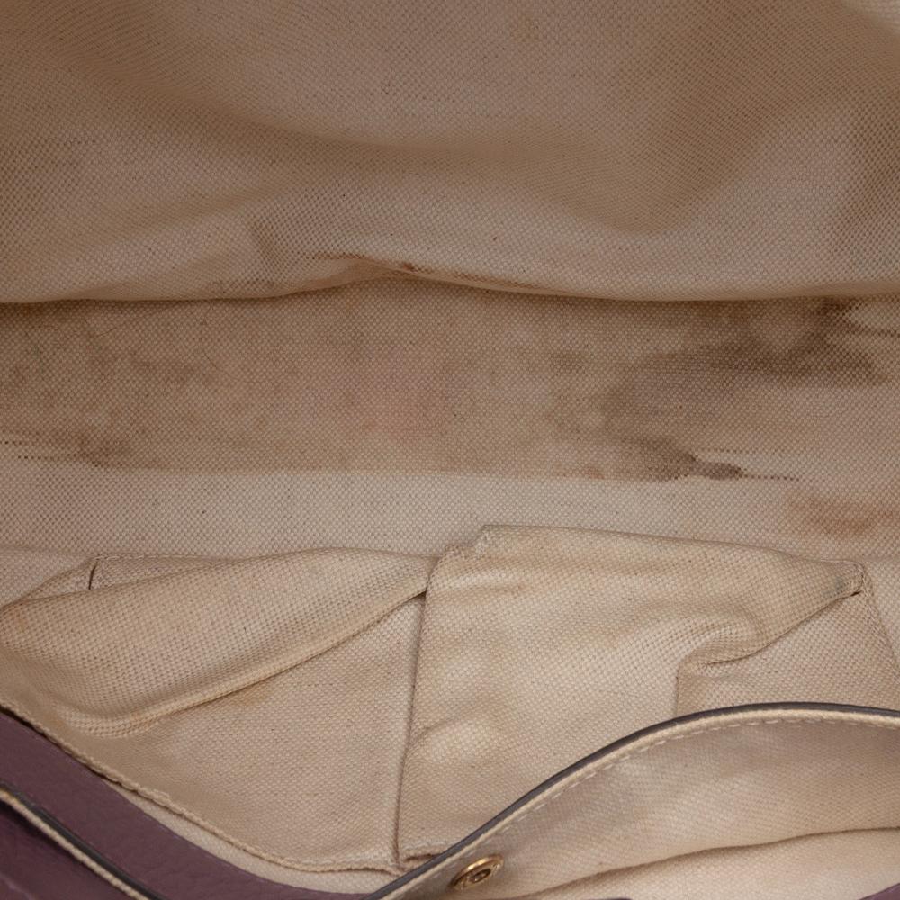 Gucci B Gucci Purple Calf Leather Medium skin Bamboo Shopper Satchel Italy