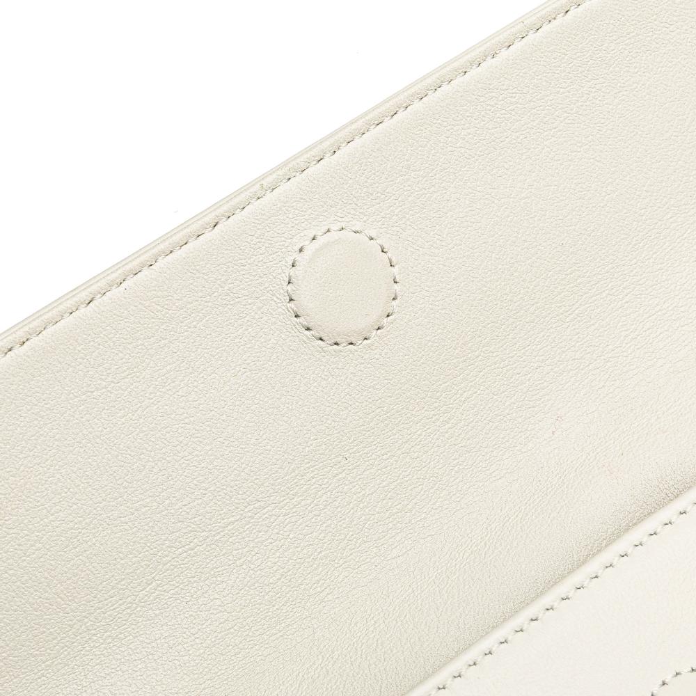 Celine B Celine White Calf Leather Smooth skin Logo Triangle Crossbody Italy