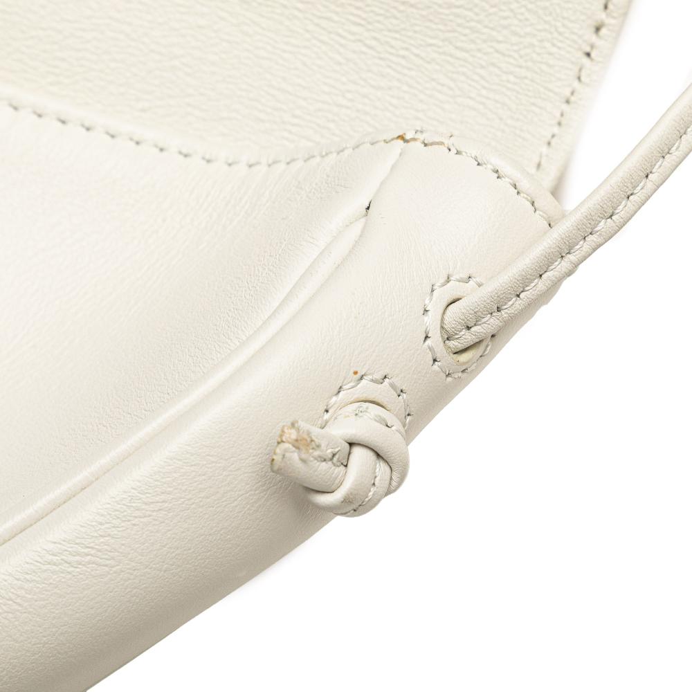 Celine B Celine White Calf Leather Smooth skin Logo Triangle Crossbody Italy