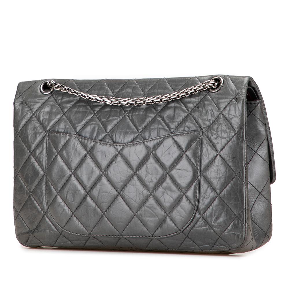 Chanel B Chanel Gray Calf Leather 50th Anniversary Reissue 2.55 Aged skin Double Flap 227 France