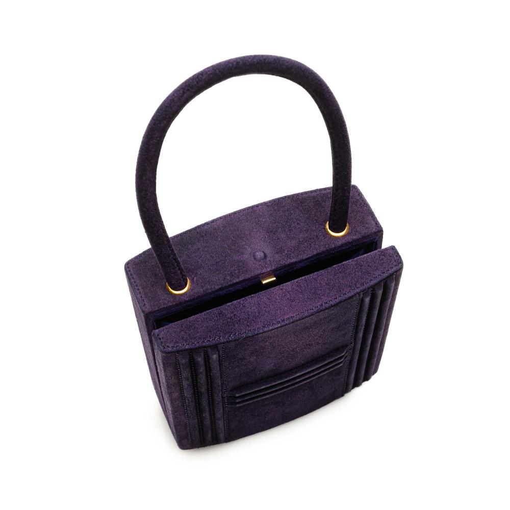 Hermès B Hermès Purple Violet Suede Leather Mini Doblis Kelly Cadena Handbag France