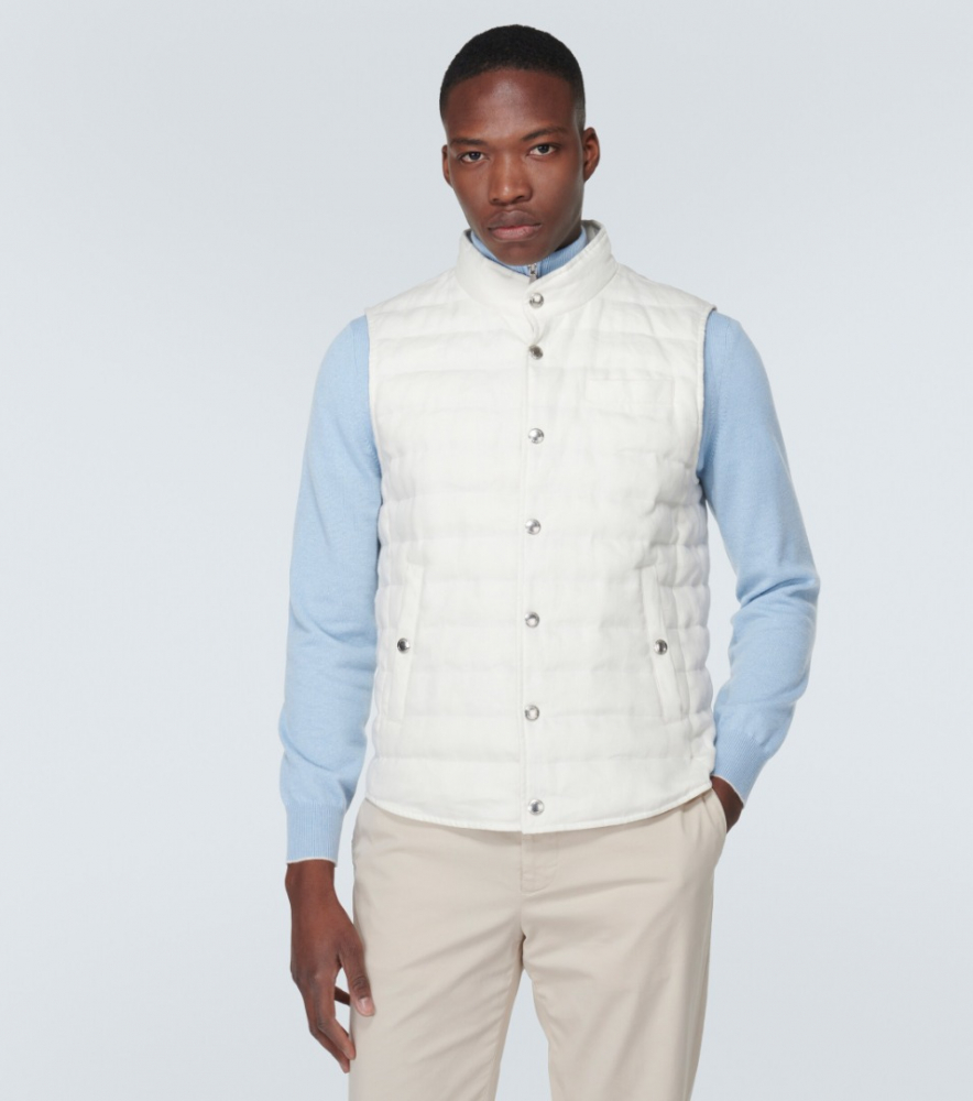 Brunello Cucinelli Gilet matelassé en lin et duvet