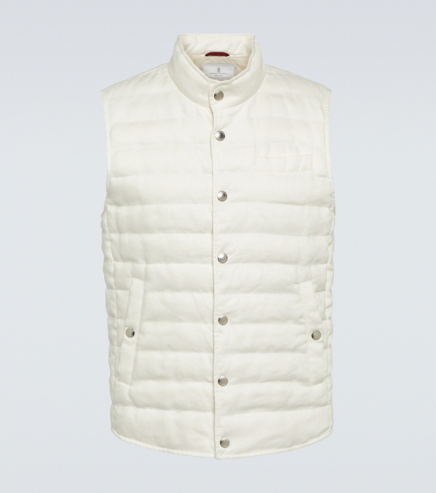 Brunello Cucinelli Gilet matelassé en lin et duvet