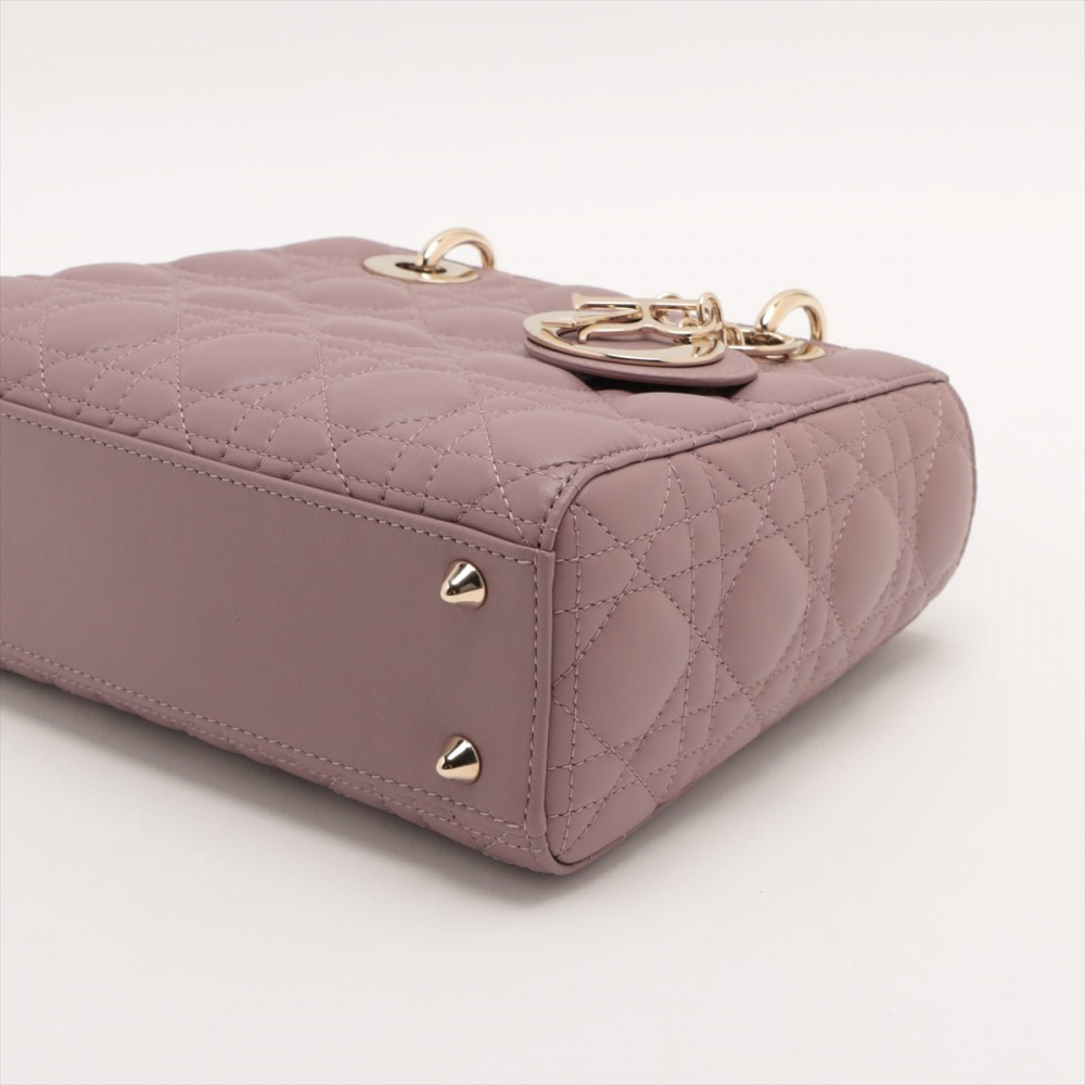 Christian Dior Lady Dior Small Lambskin Leather My ABCDior Cannage Tote Handbag Dust Pink