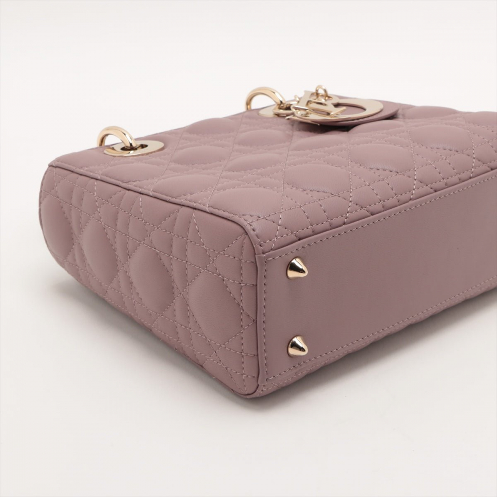 Christian Dior Lady Dior Small Lambskin Leather My ABCDior Cannage Tote Handbag Dust Pink