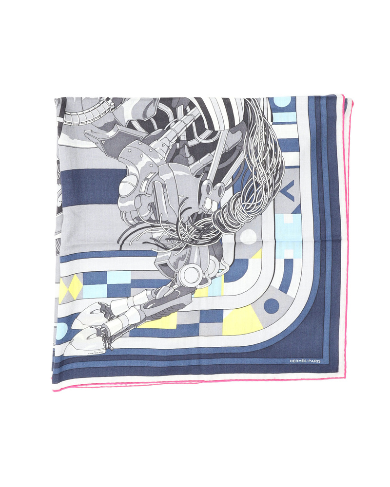 Hermès 100 Robocabar Cashmere Silk Scarf