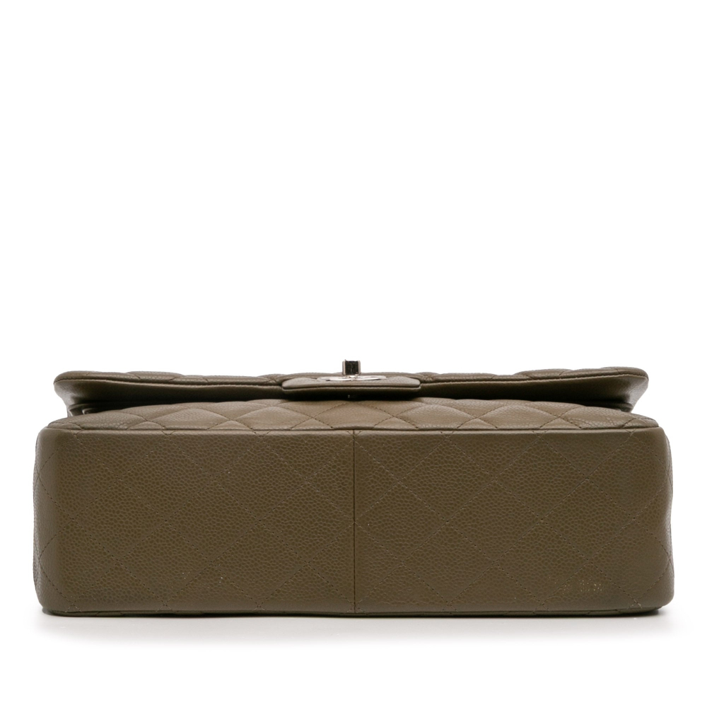 Chanel Classic Double Flap Jumbo Matelassè Caviar Leather Flap Handbag Brown