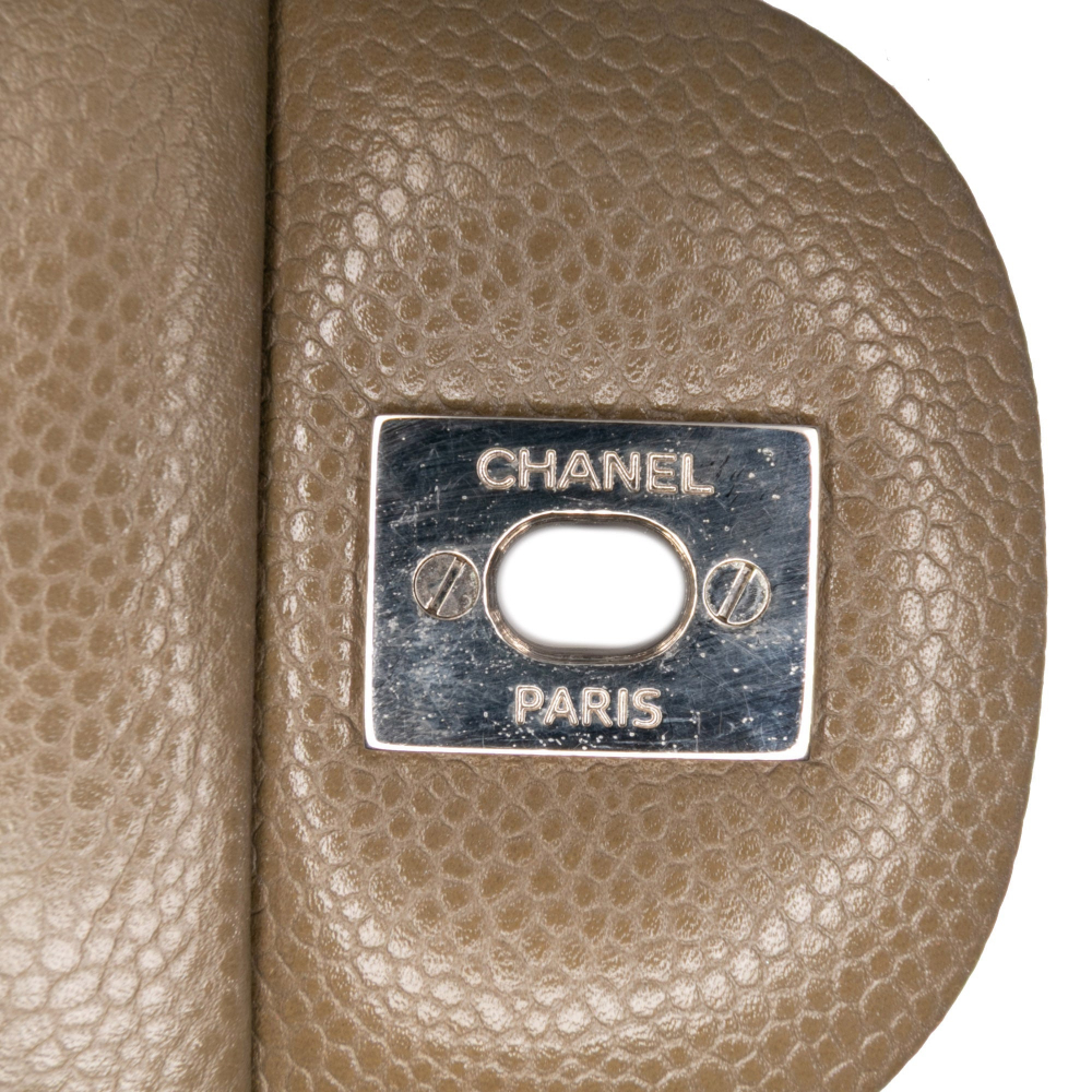 Chanel Classic Double Flap Jumbo Matelassè Caviar Leather Flap Handbag Brown