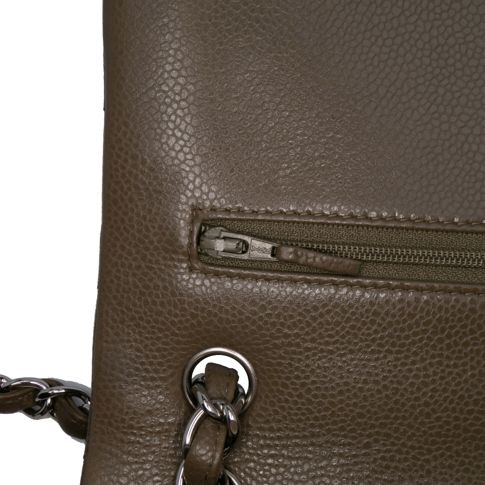 Chanel Classic Double Flap Jumbo Matelassè Caviar Leather Flap Handbag Brown