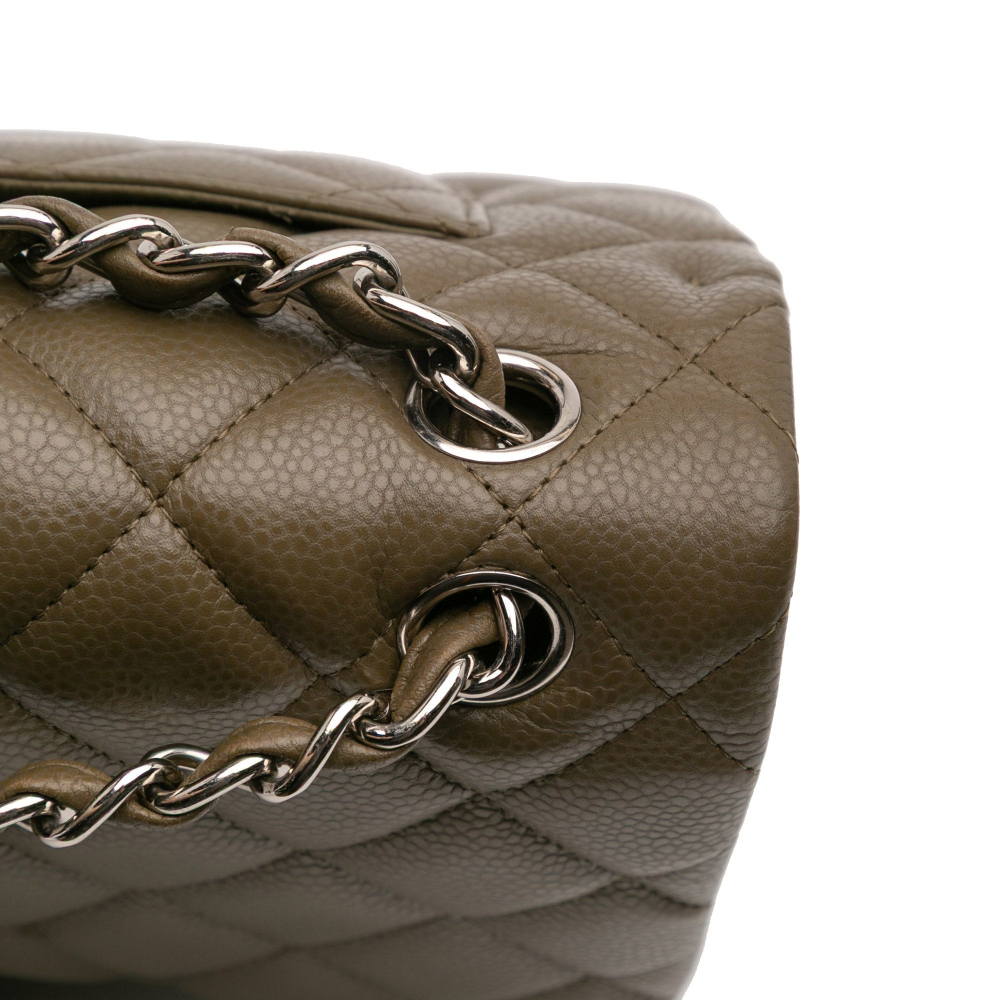 Chanel Classic Double Flap Jumbo Matelassè Caviar Leather Flap Handbag Brown