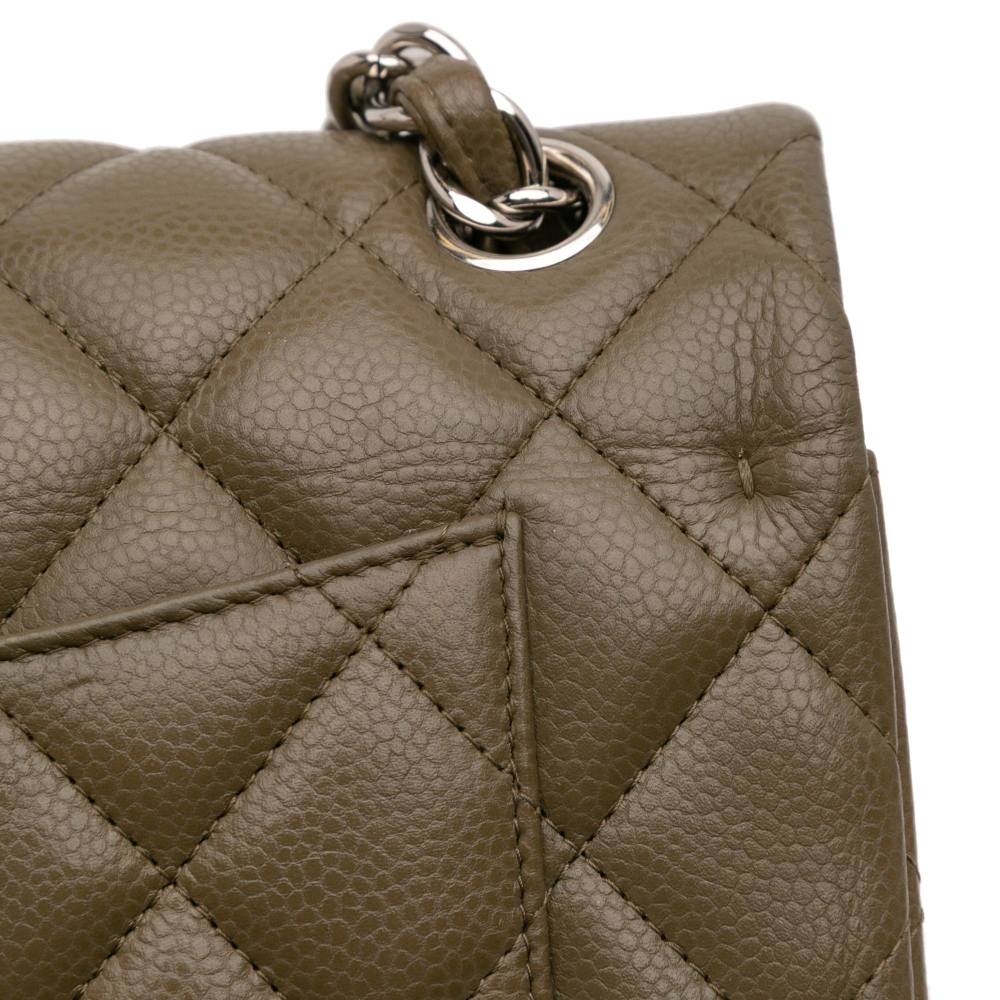 Chanel Classic Double Flap Jumbo Matelassè Caviar Leather Flap Handbag Brown