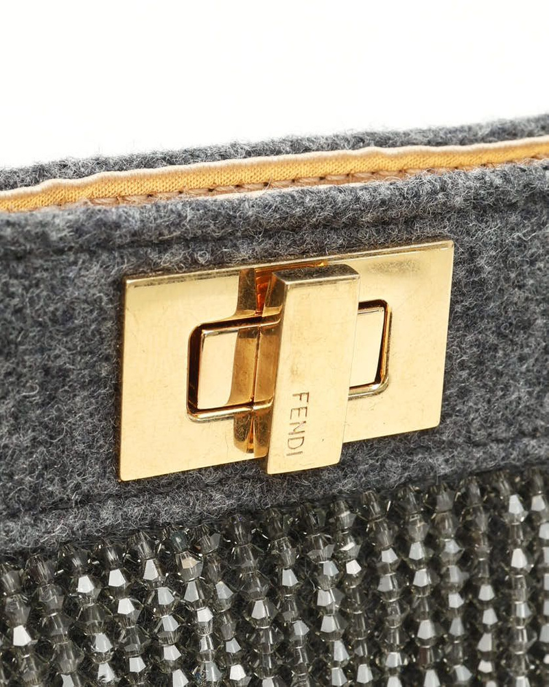 Fendi Small Flannel Bead Peekaboo ISeeU Chain Bag