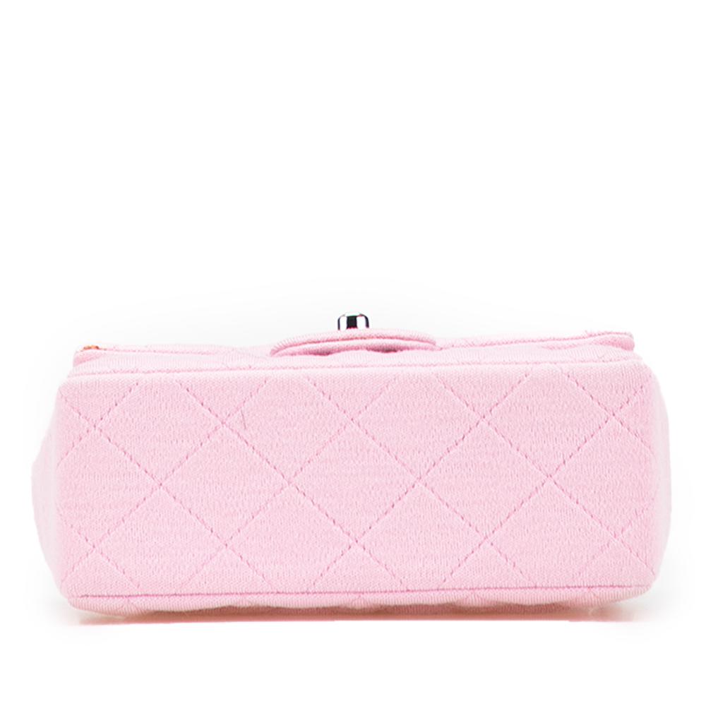 Chanel B Chanel Pink Cotton Fabric Mini Square Classic Jersey Single Flap France
