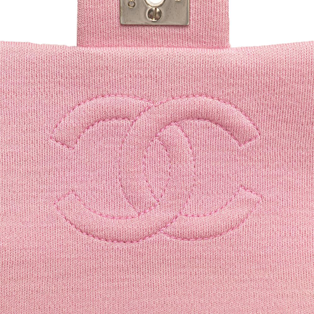 Chanel B Chanel Pink Cotton Fabric Mini Square Classic Jersey Single Flap France