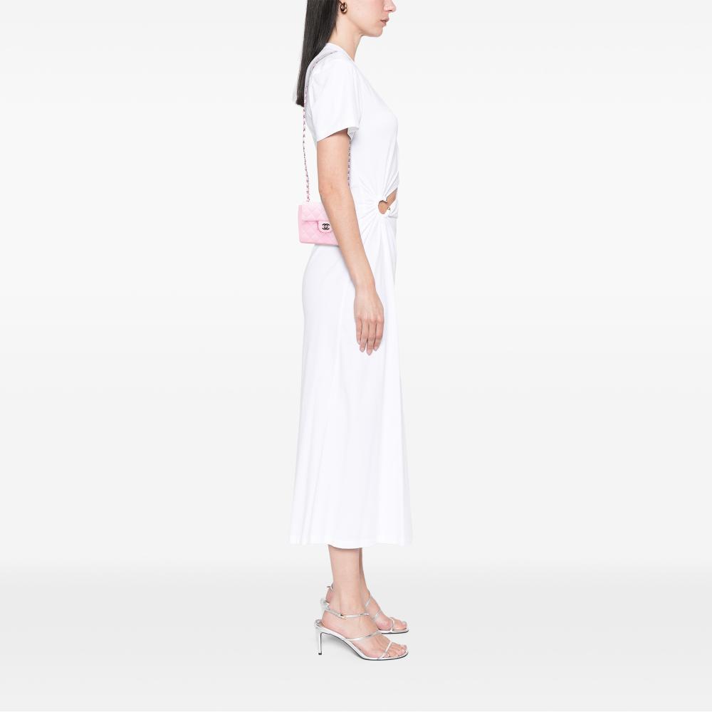 Chanel B Chanel Pink Cotton Fabric Mini Square Classic Jersey Single Flap France