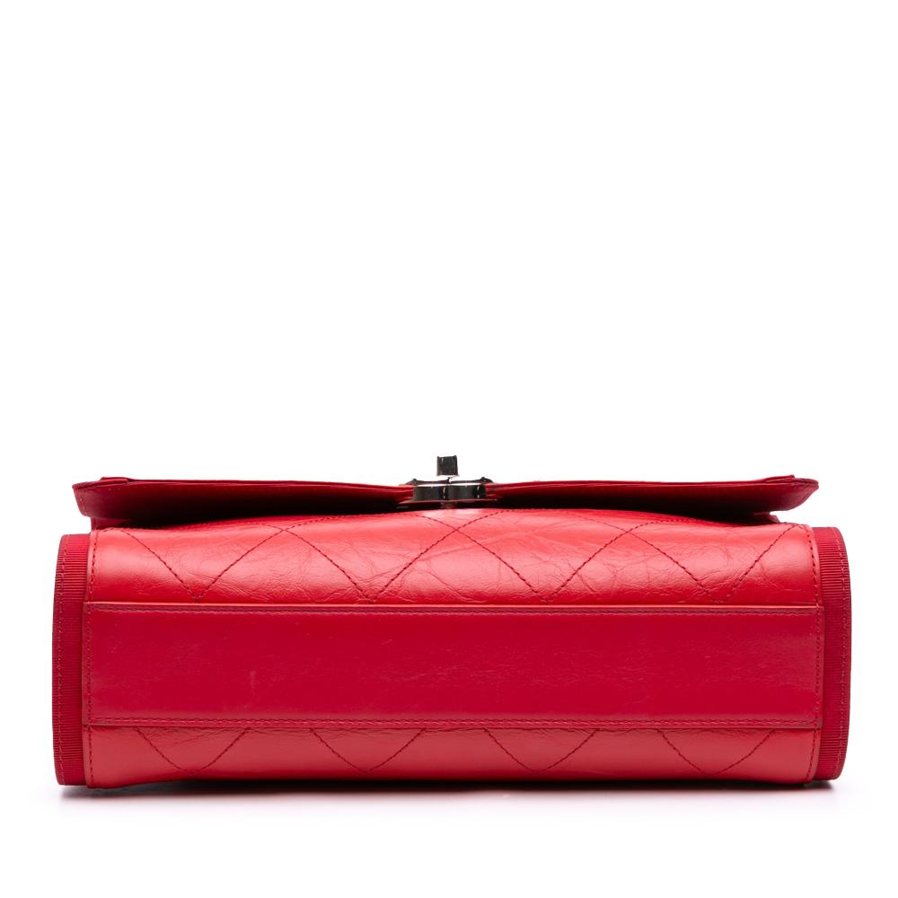 Chanel B Chanel Red Calf Leather CC Quilted Crumpled skin and Grosgrain Flap Italy
