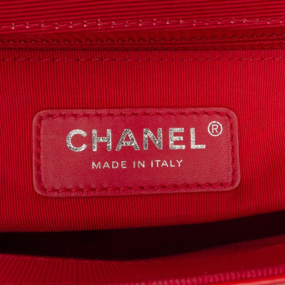 Chanel B Chanel Red Calf Leather CC Quilted Crumpled skin and Grosgrain Flap Italy