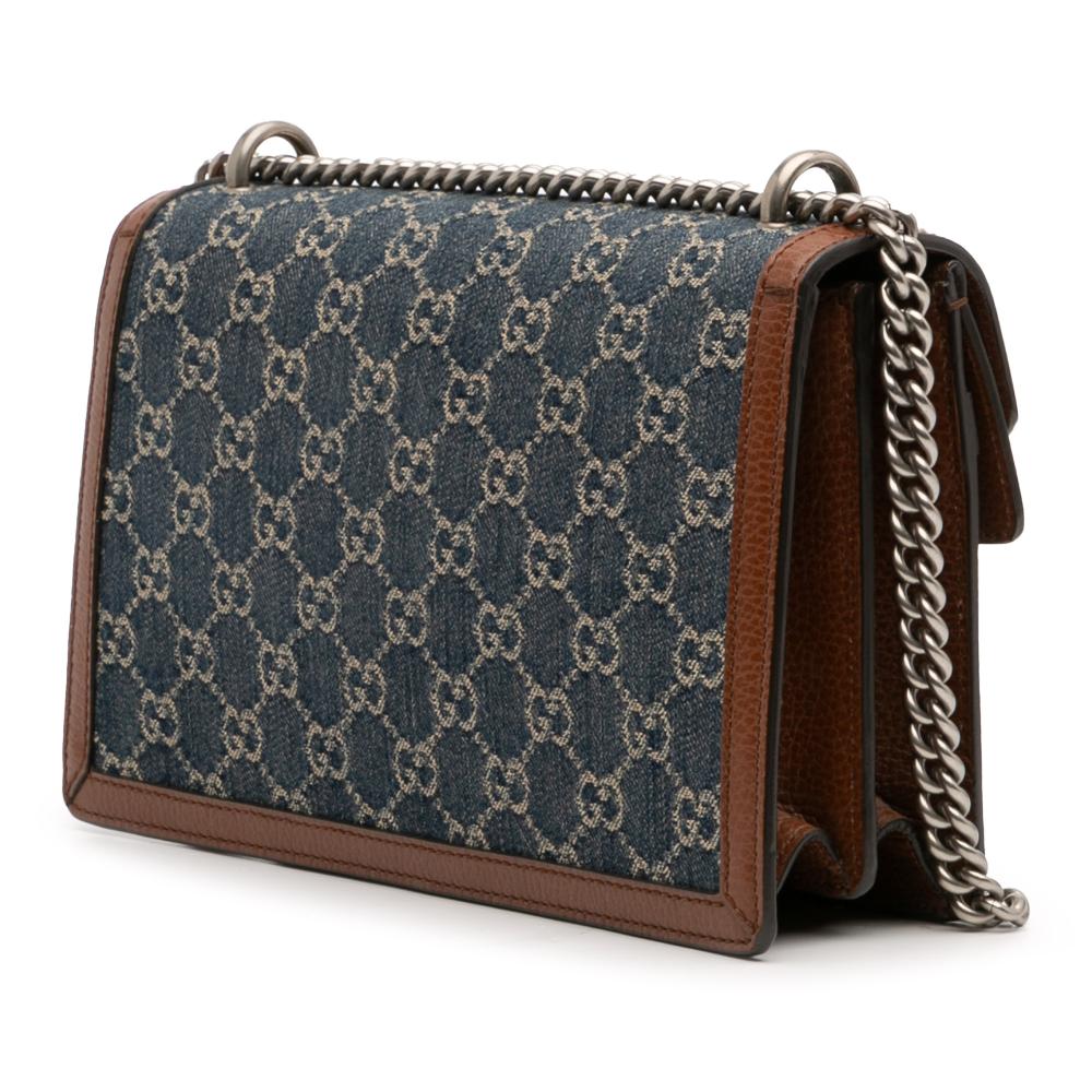Gucci AB Gucci Blue Navy Denim Fabric Small GG Dionysus Shoulder Bag Italy