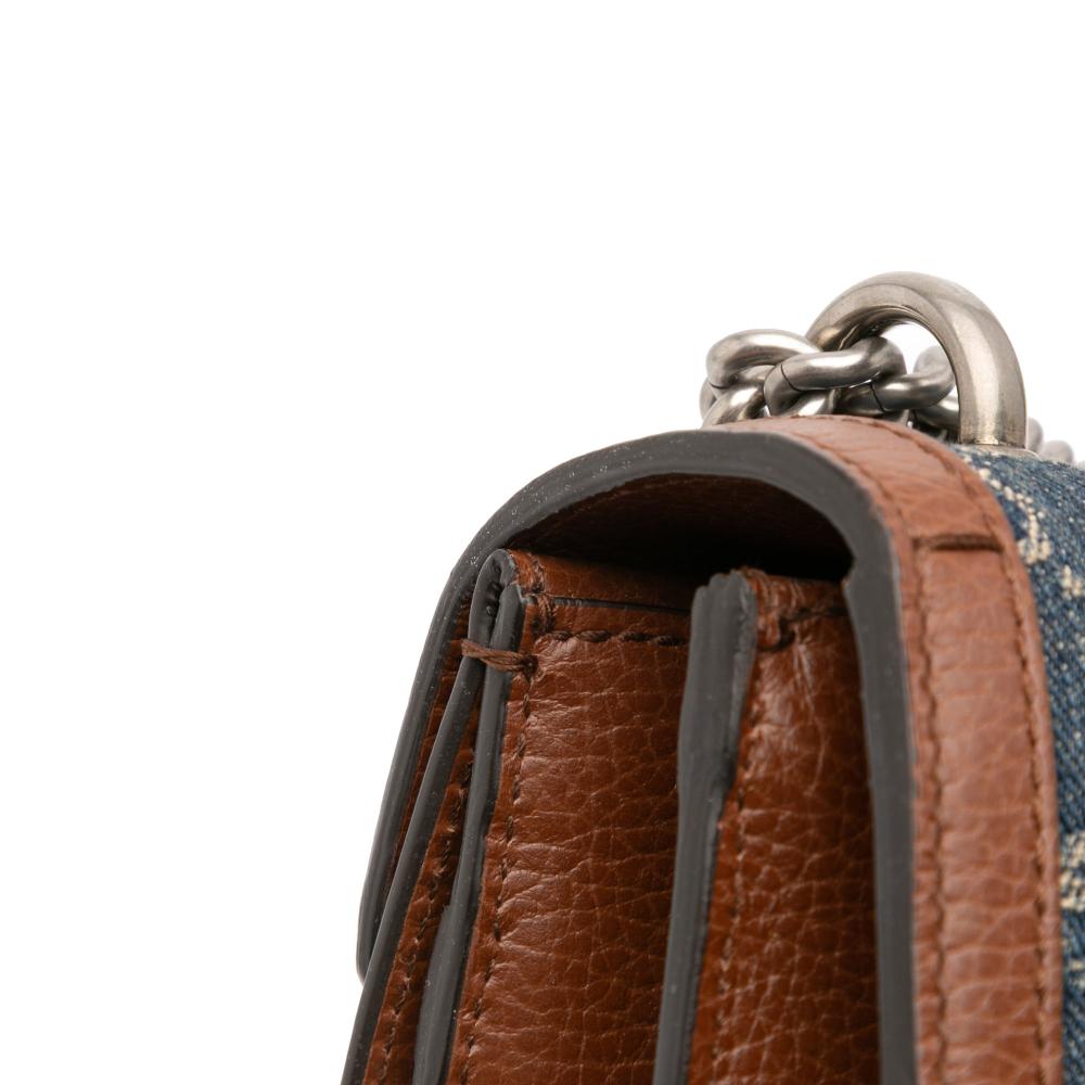 Gucci AB Gucci Blue Navy Denim Fabric Small GG Dionysus Shoulder Bag Italy