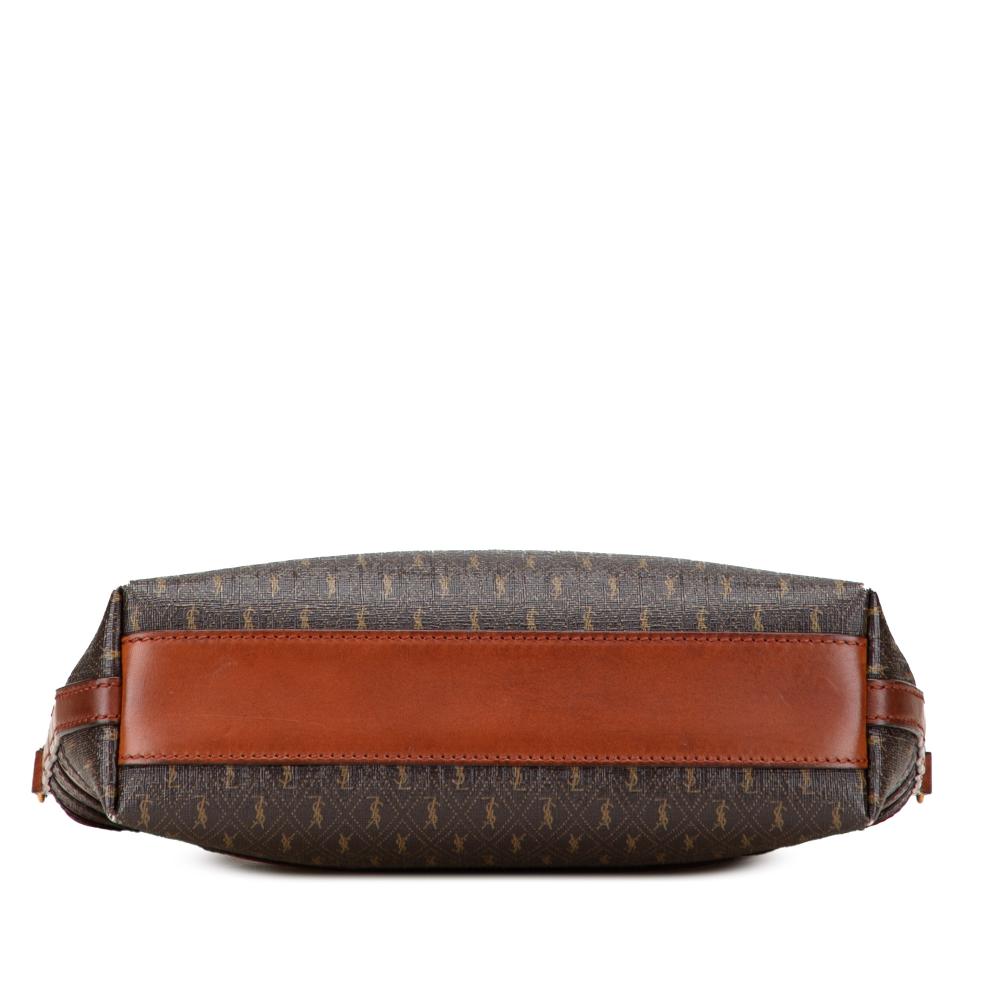 Saint Laurent B Saint Laurent Brown Dark Brown Coated Canvas Fabric Le Monogramme and Leather Shopper Tote Italy