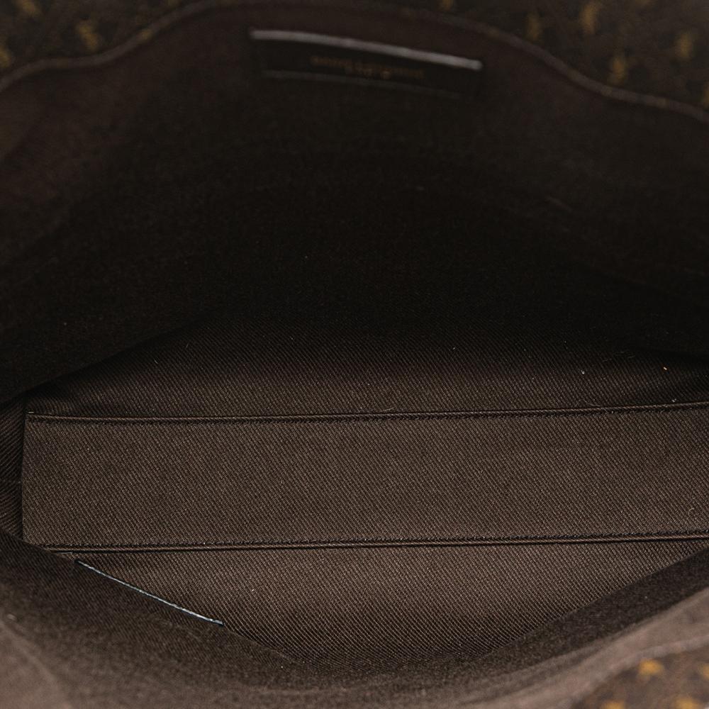 Saint Laurent B Saint Laurent Brown Dark Brown Coated Canvas Fabric Le Monogramme and Leather Shopper Tote Italy
