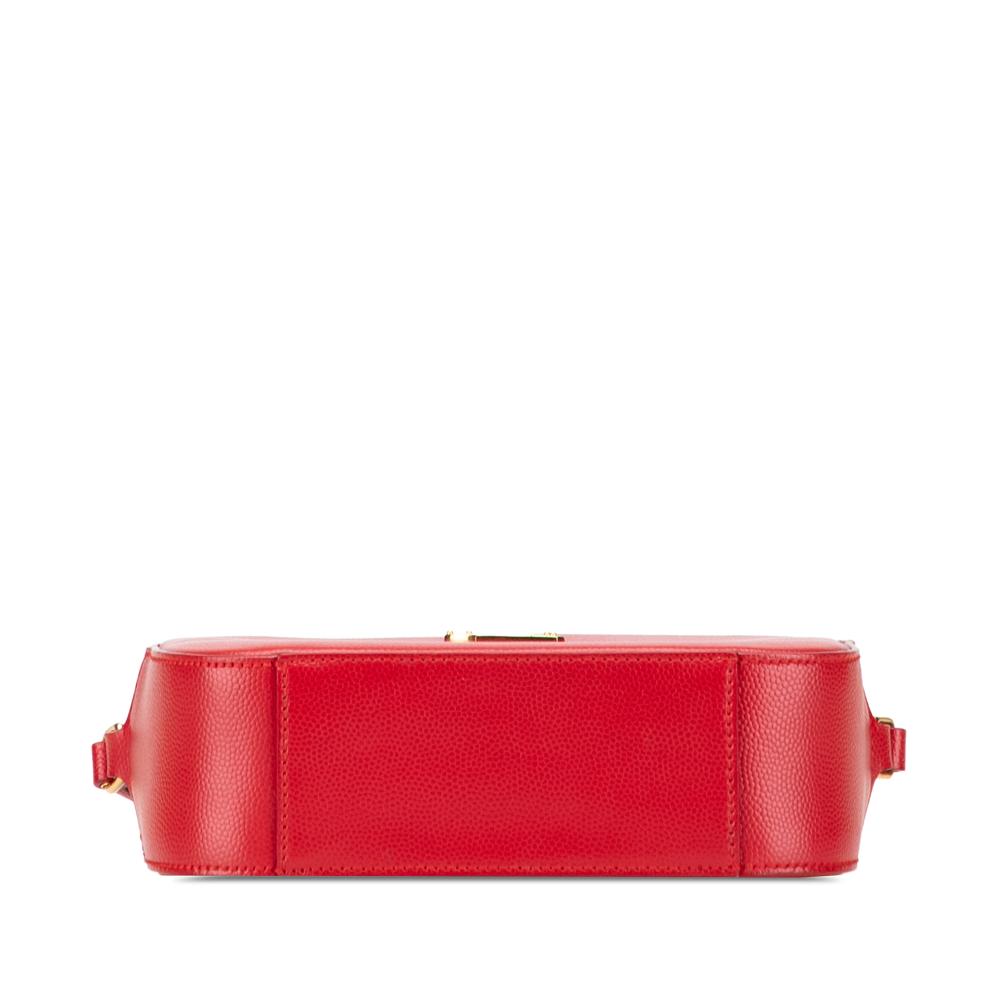 Saint Laurent AB Saint Laurent Red Calf Leather Small Grain De Poudre Classic Monogram Camera Bag Italy