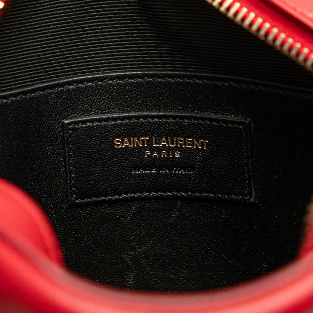 Saint Laurent AB Saint Laurent Red Calf Leather Small Grain De Poudre Classic Monogram Camera Bag Italy