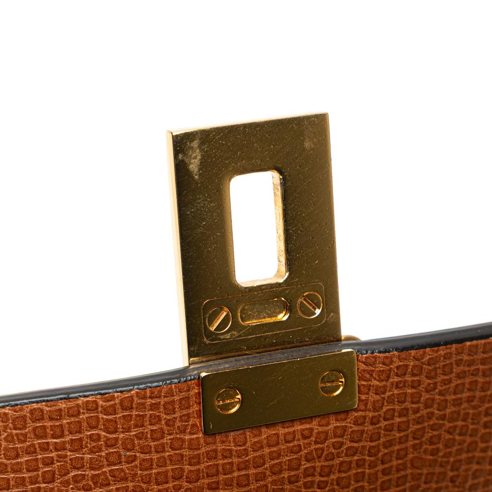 Chloé AB Chloé Brown Mustard Calf Leather Small Bicolor Smooth and Grained skin Drew Crossbody Italy