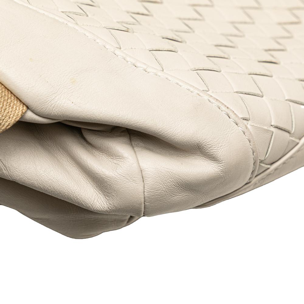 Bottega Veneta B Bottega Veneta White Ivory Calf Leather Intrecciato Belt Bag Italy
