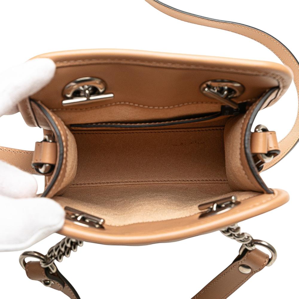 Gucci AB Gucci Brown Caramel Calf Leather Mini GG Marmont Matelasse Aria Satchel Italy