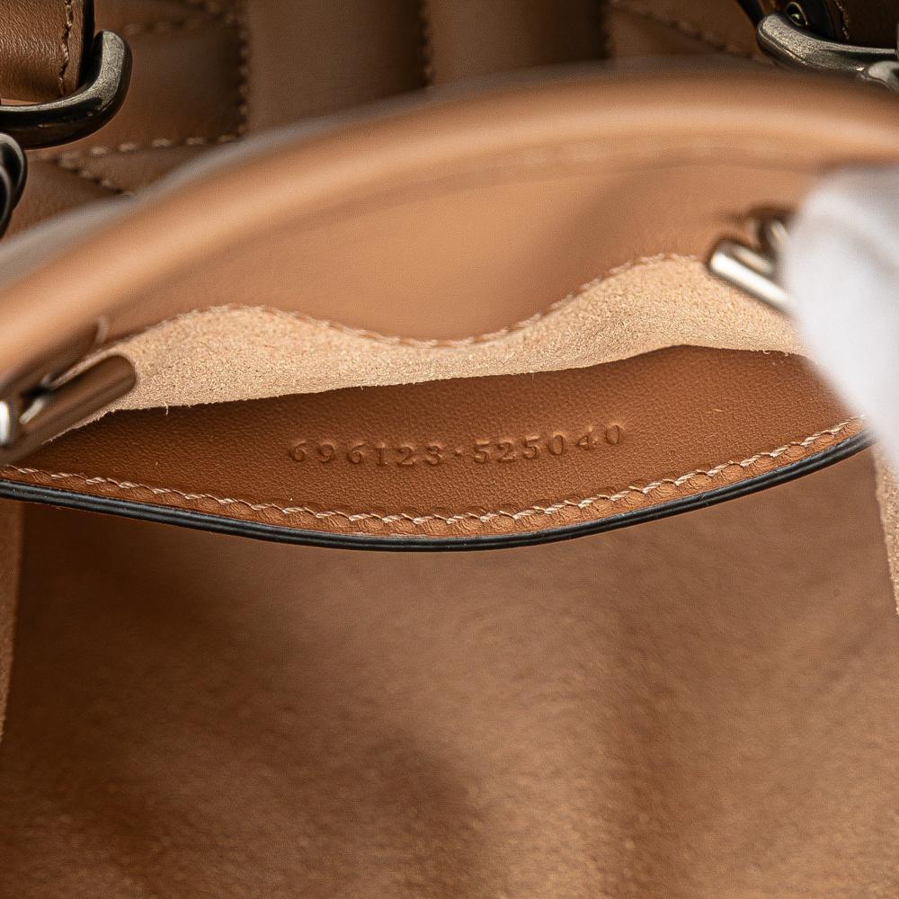 Gucci AB Gucci Brown Caramel Calf Leather Mini GG Marmont Matelasse Aria Satchel Italy