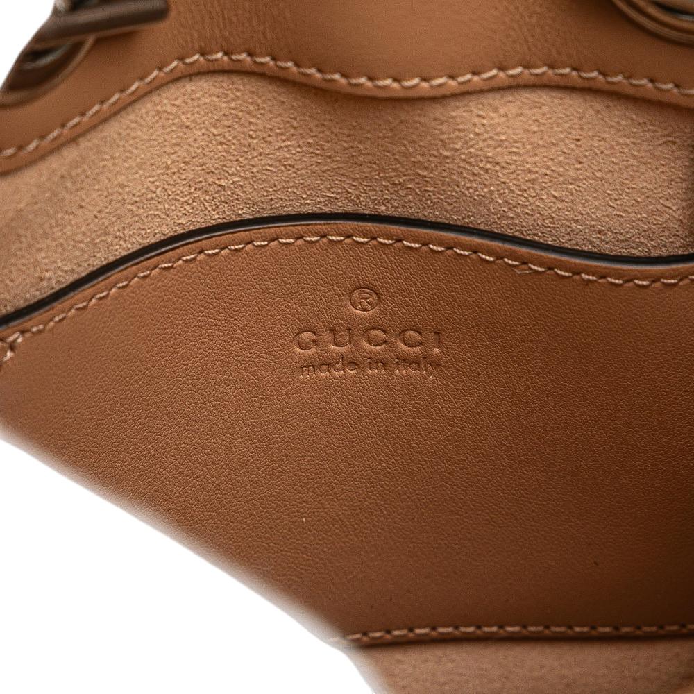 Gucci AB Gucci Brown Caramel Calf Leather Mini GG Marmont Matelasse Aria Satchel Italy