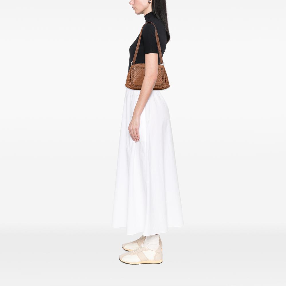 Bottega Veneta B Bottega Veneta Brown Nappa Leather Leather Nappa Intrecciato Shoulder Bag Italy