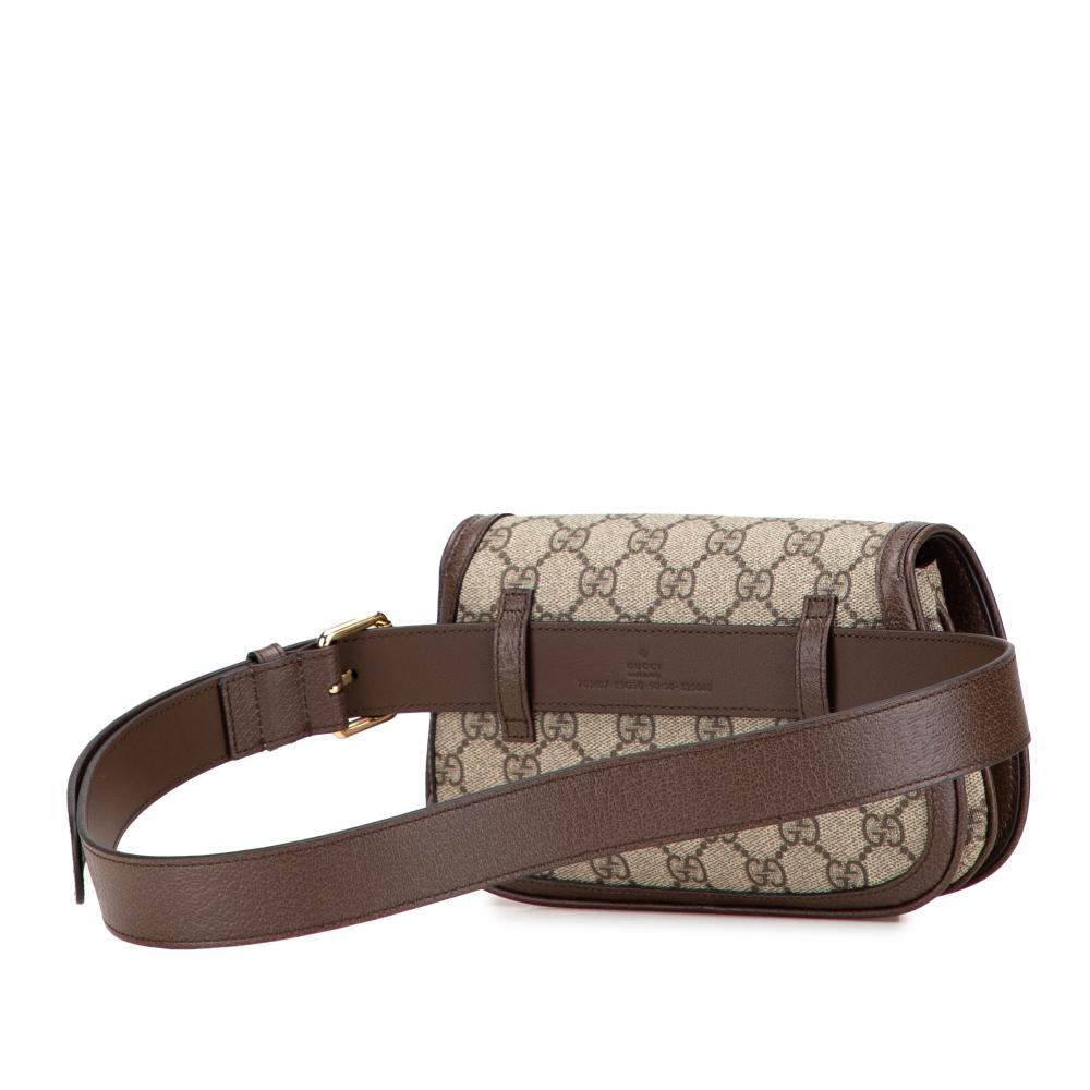 Gucci AB Gucci Brown Coated Canvas Fabric GG Supreme Blondie Belt Bag Italy