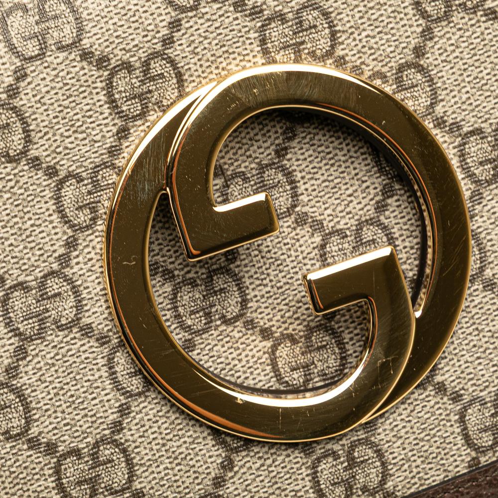 Gucci AB Gucci Brown Coated Canvas Fabric GG Supreme Blondie Belt Bag Italy