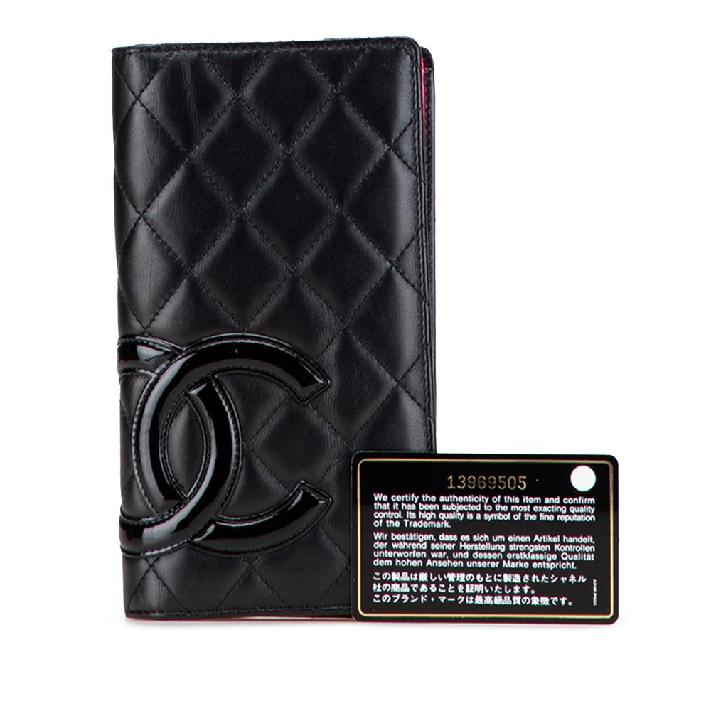 Chanel B Chanel Black Lambskin Leather Leather Quilted Lambskin Cambon Ligne Bifold Wallet Italy