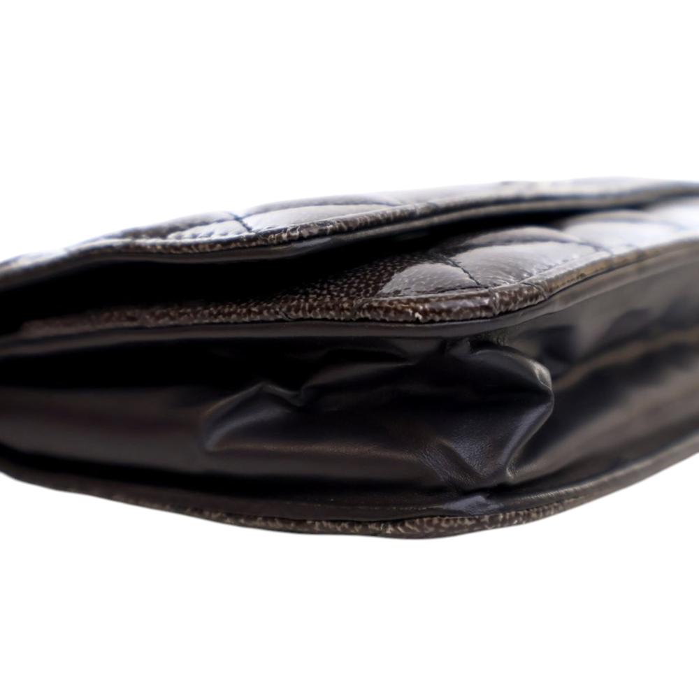 Chanel B Chanel Brown Dark Brown Calf Leather CC Quilted Shiny Crumpled skin Wallet on Chain Italy